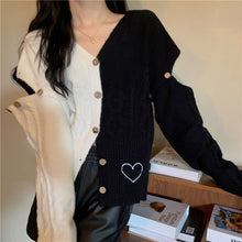 Load image into Gallery viewer, V Neck Solid Knitted Sweater Women Button Spliced Cardigan