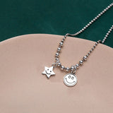 Sterling Silver Star Smiling Face Pendant Anklet Bracelet