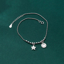 Load image into Gallery viewer, Sterling Silver Star Smiling Face Pendant Anklet Bracelet