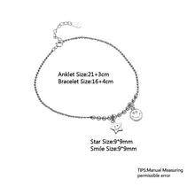 Load image into Gallery viewer, Sterling Silver Star Smiling Face Pendant Anklet Bracelet