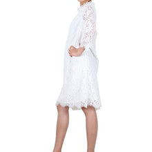 Load image into Gallery viewer, Way Beyoung White Long Sleeve Lace Knee-High Dress