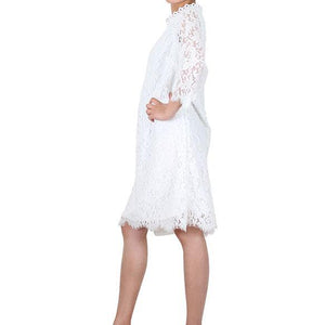 Way Beyoung White Long Sleeve Lace Knee-High Dress