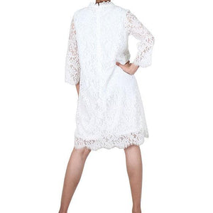 Way Beyoung White Long Sleeve Lace Knee-High Dress