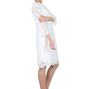 Way Beyoung White Long Sleeve Lace Knee-High Dress