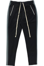 Load image into Gallery viewer, Premium Side Stripe Zip Pocket Track Pants Black -