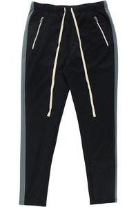 Premium Side Stripe Zip Pocket Track Pants Black -