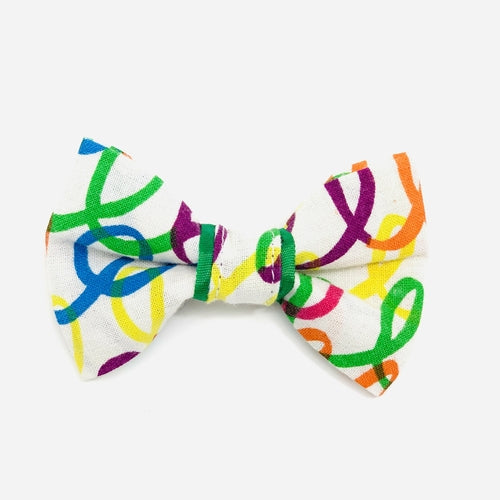 Rainbow green dog collar bow tie set