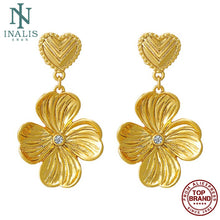 Load image into Gallery viewer, Golden Women Earrings Vintage Heart And Flower Earring Zircon