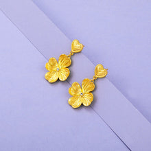 Load image into Gallery viewer, Golden Women Earrings Vintage Heart And Flower Earring Zircon