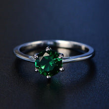 Load image into Gallery viewer, Natural Emerald Rings for Women 8MM Classic Silver 925 Jewelry