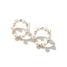 Load image into Gallery viewer, INALIS Pearl Hoop Earrings For Women Round Wreath With Cubic Zirconia