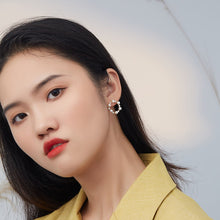 Load image into Gallery viewer, INALIS Pearl Hoop Earrings For Women Round Wreath With Cubic Zirconia
