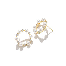 Load image into Gallery viewer, INALIS Pearl Hoop Earrings For Women Round Wreath With Cubic Zirconia