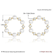 Load image into Gallery viewer, INALIS Pearl Hoop Earrings For Women Round Wreath With Cubic Zirconia