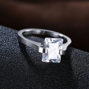 Stainless Steel Rings For Women Romantic Square Cubic Zircon