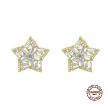 Load image into Gallery viewer, Star Stud Earrings For Women Full Clear Cubic Zirconia Two