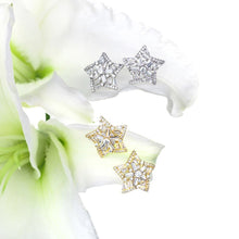 Load image into Gallery viewer, Star Stud Earrings For Women Full Clear Cubic Zirconia Two