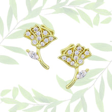 Load image into Gallery viewer, Stud Earrings For Women Golden Rose Flower With 5A Cubic