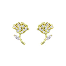 Load image into Gallery viewer, Stud Earrings For Women Golden Rose Flower With 5A Cubic
