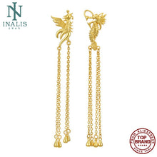 Load image into Gallery viewer, Tassel Drop Earrings Women Dragon And Phoenix Gold Color
