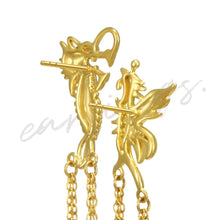 Load image into Gallery viewer, Tassel Drop Earrings Women Dragon And Phoenix Gold Color