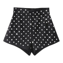 Load image into Gallery viewer, Women Short Diamond High Waisted Shorts Fashion Ladies Black