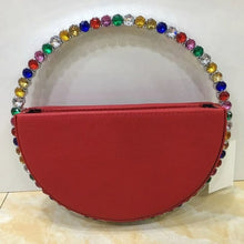 Load image into Gallery viewer, INS Diamond Circular Evening Bag Women Colorful Rhinestone Round