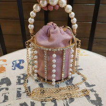 Load image into Gallery viewer, INS Pearls Metallic Cage Evening Clutch Bag Women Hollow Out Bucket