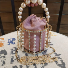 Load image into Gallery viewer, INS Pearls Metallic Cage Evening Clutch Bag Women Hollow Out Bucket