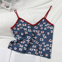 Load image into Gallery viewer, Spaghetti Strap Cute Floral Tank Top Cropped Women Backness