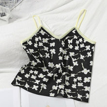 Load image into Gallery viewer, Spaghetti Strap Cute Floral Tank Top Cropped Women Backness
