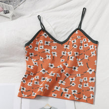 Load image into Gallery viewer, Spaghetti Strap Cute Floral Tank Top Cropped Women Backness