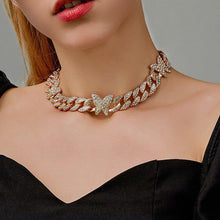 Load image into Gallery viewer, Iced Out Rhinestone Crystal Butterfly Choker Necklaces for Women Bling - Sophornlilly