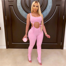 Load image into Gallery viewer, Summer Women Jumpsuit Romper Sleeveless Hollow Out Lace Up