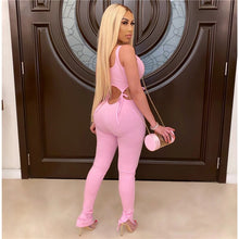 Load image into Gallery viewer, Summer Women Jumpsuit Romper Sleeveless Hollow Out Lace Up