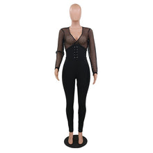 Load image into Gallery viewer, Imcute Autumn Womens See Through Fishnet Mesh Jumpsuit Casual Long