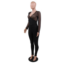 Load image into Gallery viewer, Imcute Autumn Womens See Through Fishnet Mesh Jumpsuit Casual Long