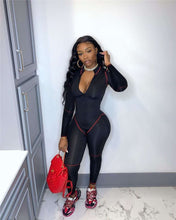 Load image into Gallery viewer, Imcute Fashion Slim Women Jumpsuits Stand Neck Zipper Long Sleeve