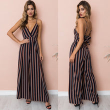Load image into Gallery viewer, Fashion Women Floral Striped Jumpsuit Romper Sleeveless