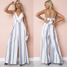 Load image into Gallery viewer, Fashion Women Floral Striped Jumpsuit Romper Sleeveless