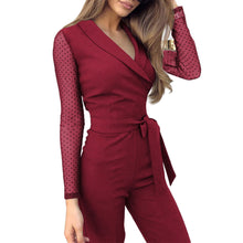 Load image into Gallery viewer, Female Jumpsuit Rompers One Pieces Casual Patchwork V Neck Long