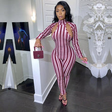Load image into Gallery viewer, Imcute Jumpsuit Rompers Sexy Women Long Sleeve Striped Bodycon Slim