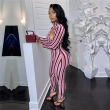 Load image into Gallery viewer, Imcute Jumpsuit Rompers Sexy Women Long Sleeve Striped Bodycon Slim