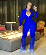 Load image into Gallery viewer, Jumpsuits Sexy Women Long Sleeve Zip Up Deep V neck