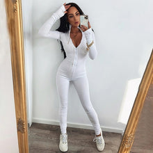 Load image into Gallery viewer, Stand Collar Long Sleeve Skinny Fitness Sport Jumpsuit Women
