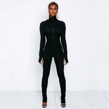 Load image into Gallery viewer, Stand Collar Long Sleeve Skinny Fitness Sport Jumpsuit Women
