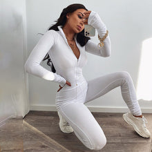 Load image into Gallery viewer, Stand Collar Long Sleeve Skinny Fitness Sport Jumpsuit Women