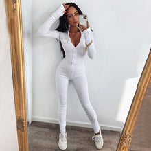Load image into Gallery viewer, Stand Collar Long Sleeve Skinny Fitness Sport Jumpsuit Women