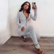 Load image into Gallery viewer, Stand Collar Long Sleeve Skinny Fitness Sport Jumpsuit Women
