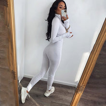 Load image into Gallery viewer, Stand Collar Long Sleeve Skinny Fitness Sport Jumpsuit Women